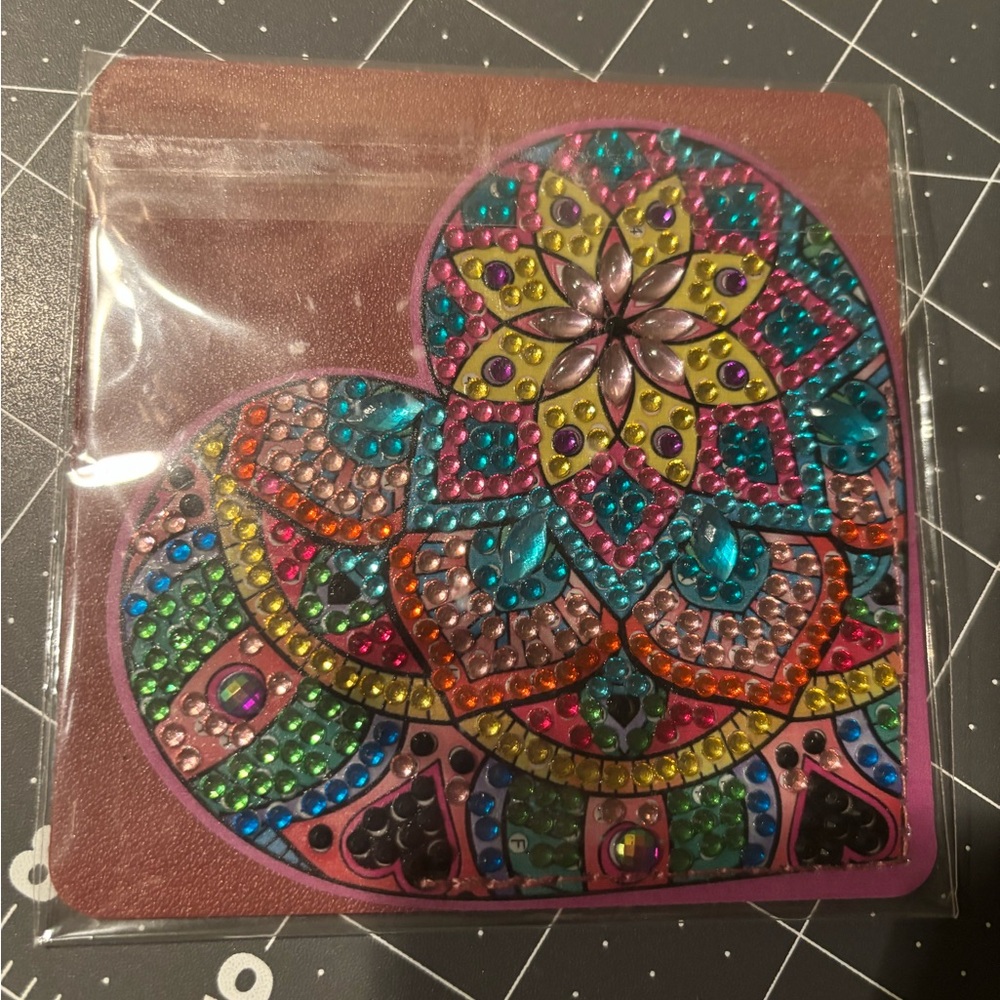 Colorful Heart Mandala bookmarker. Handmade. Heart